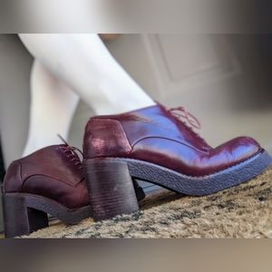 Jil Sander Leather Retro Platform Oxblood Oxfords